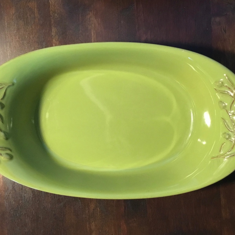 Cerutil Stoneware Green Oval Serving Platter Casserole Dish Portuguese